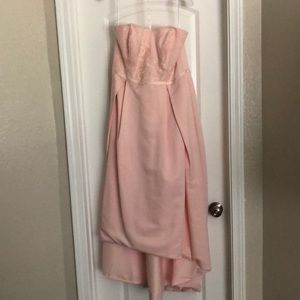 Oleg Cassini Appliquéd High-Low Bridesmaid Dress